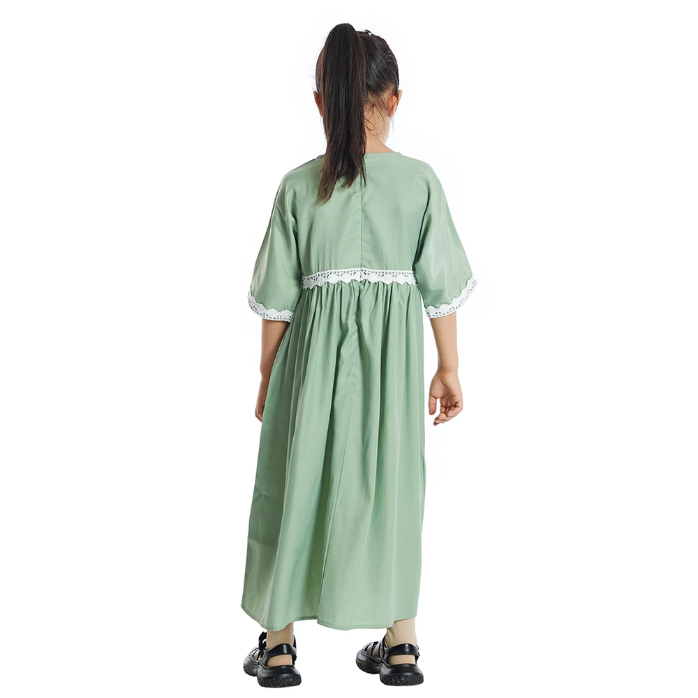 Eid Muslim Kids Girls Maxi Dress Ramadan Islamic Children Clothing Marocain Jalabiya Kaftan Dubai Turkey Abaya Arabic Robe Gown