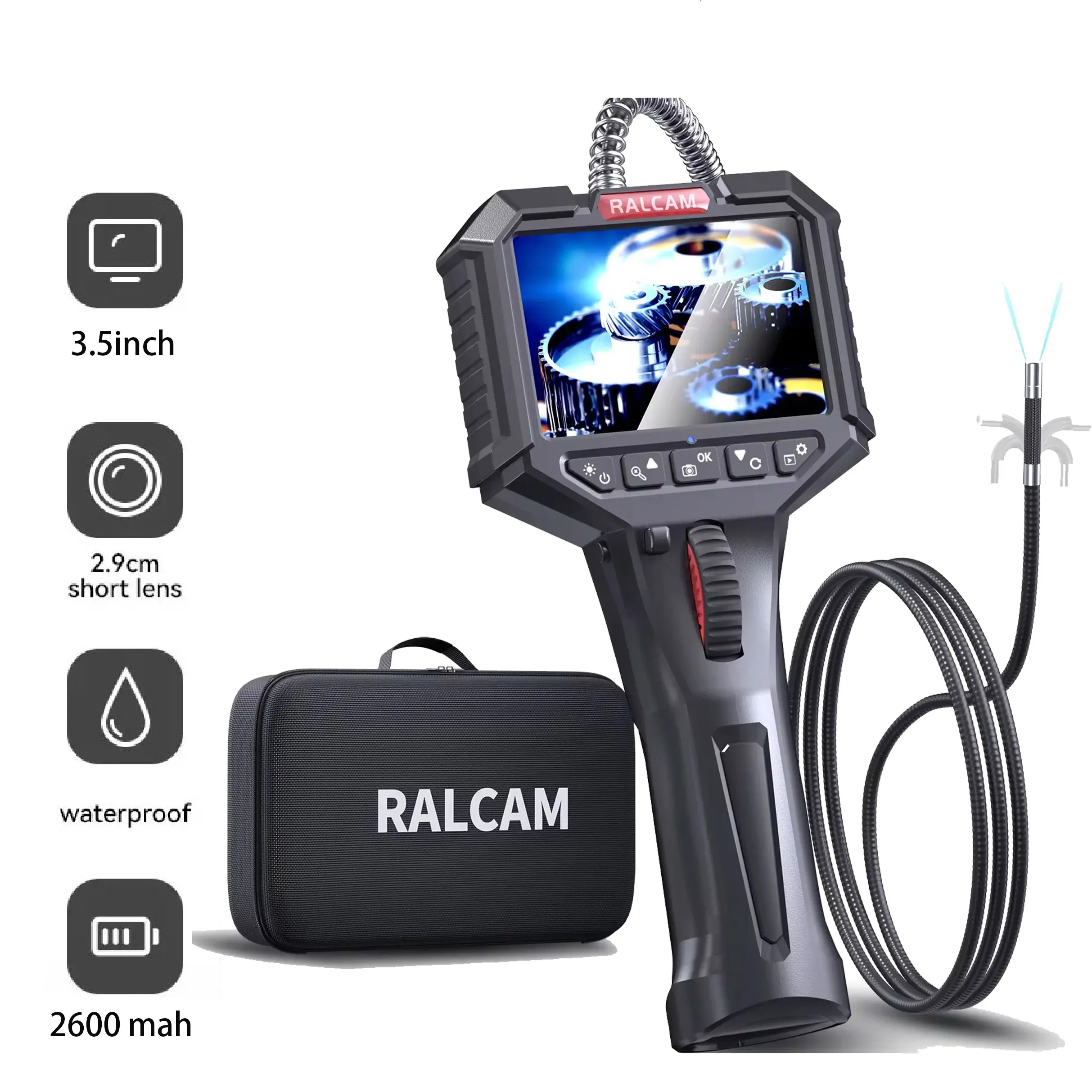 

JZT Two-Way Articulating Borescope with Light 6.2mm Articulated Snake Camera 1MP Endoscope Inspection Camera 3.3FT Semi-rigid