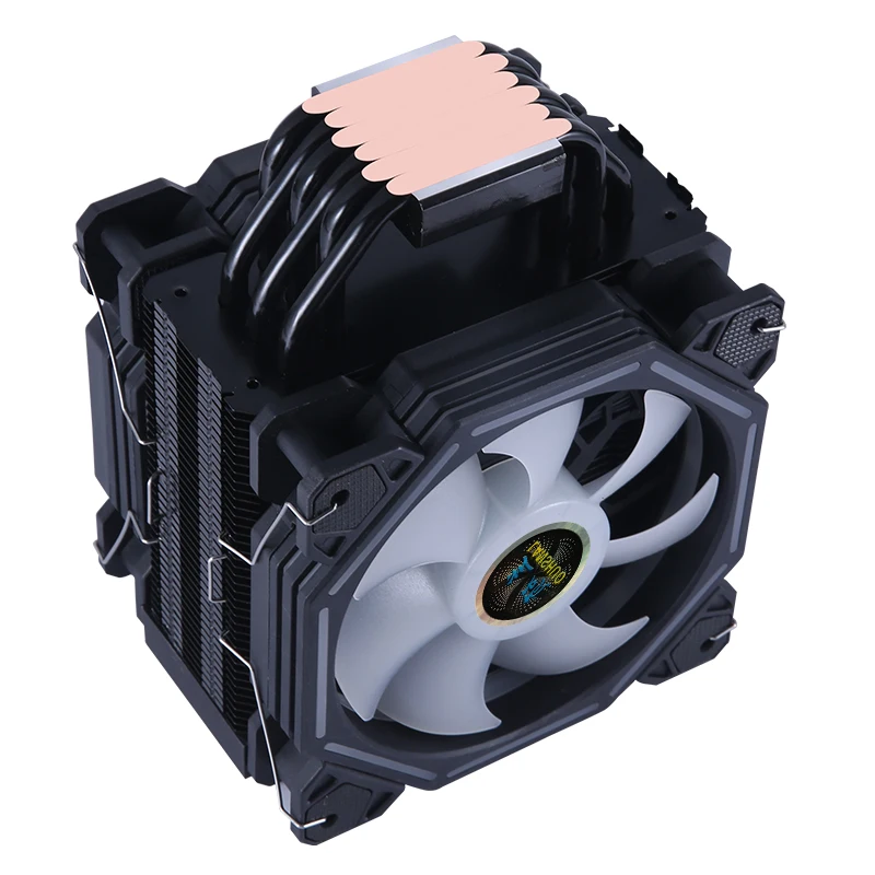 Raffreddatore CPU nero ad alte prestazioni nichelato 120 mm6 ventola ARGB per tubo di calore LGA Intel AM4 2011 ventola di raffreddamento CPU con fibbia combinata