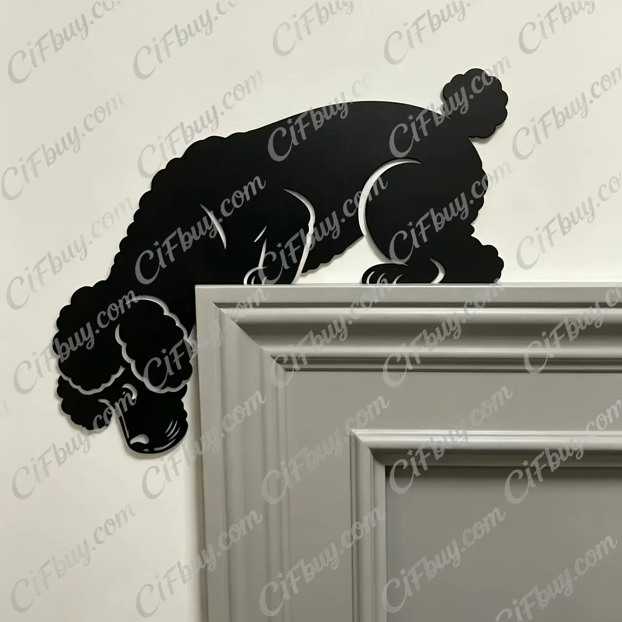 CIFBUY Poodle Metal Wall Art Iron Curious Dog Silhouette Rust Proof Waterproof For Indoor Outdoor Home Living Room Bedroom Decor