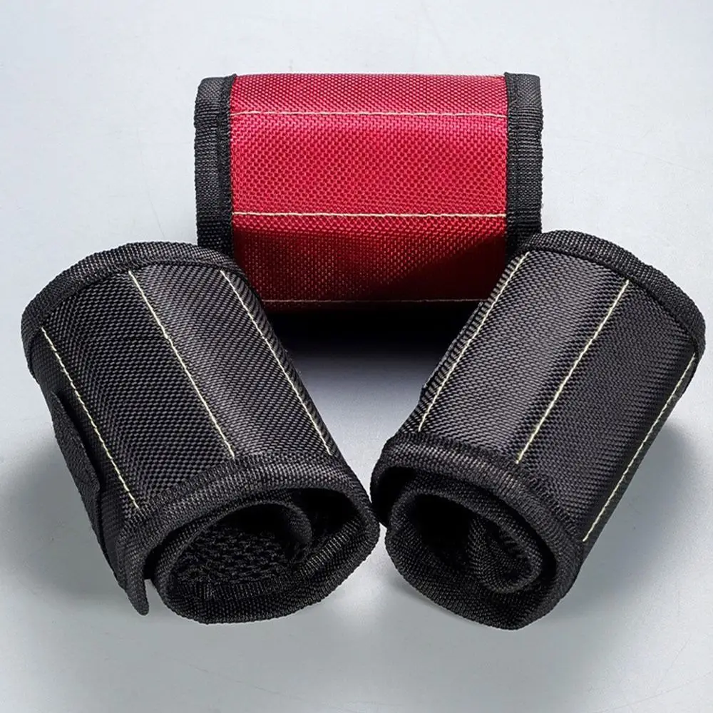 Oxford Cloth Magnetic Wristband Hook-and-Loop Closure Adjustable Magnetic Wrist Tool Holder Multi-Pocket Structure Portable