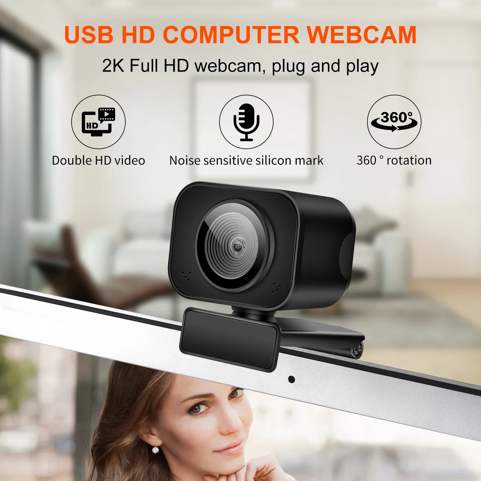 Webcam 2K Full HD USB Mini Web Camera Autofocus With Microphone Web Cam For PC Computer Mac Laptop Streaming YouTube Webcamera