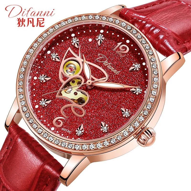 Fashion Lady Automatic Mechanical Watches Diamond Top Brand Luxury Luminous Women Skeleton Lover Watch Female Clock Reloj Mujer