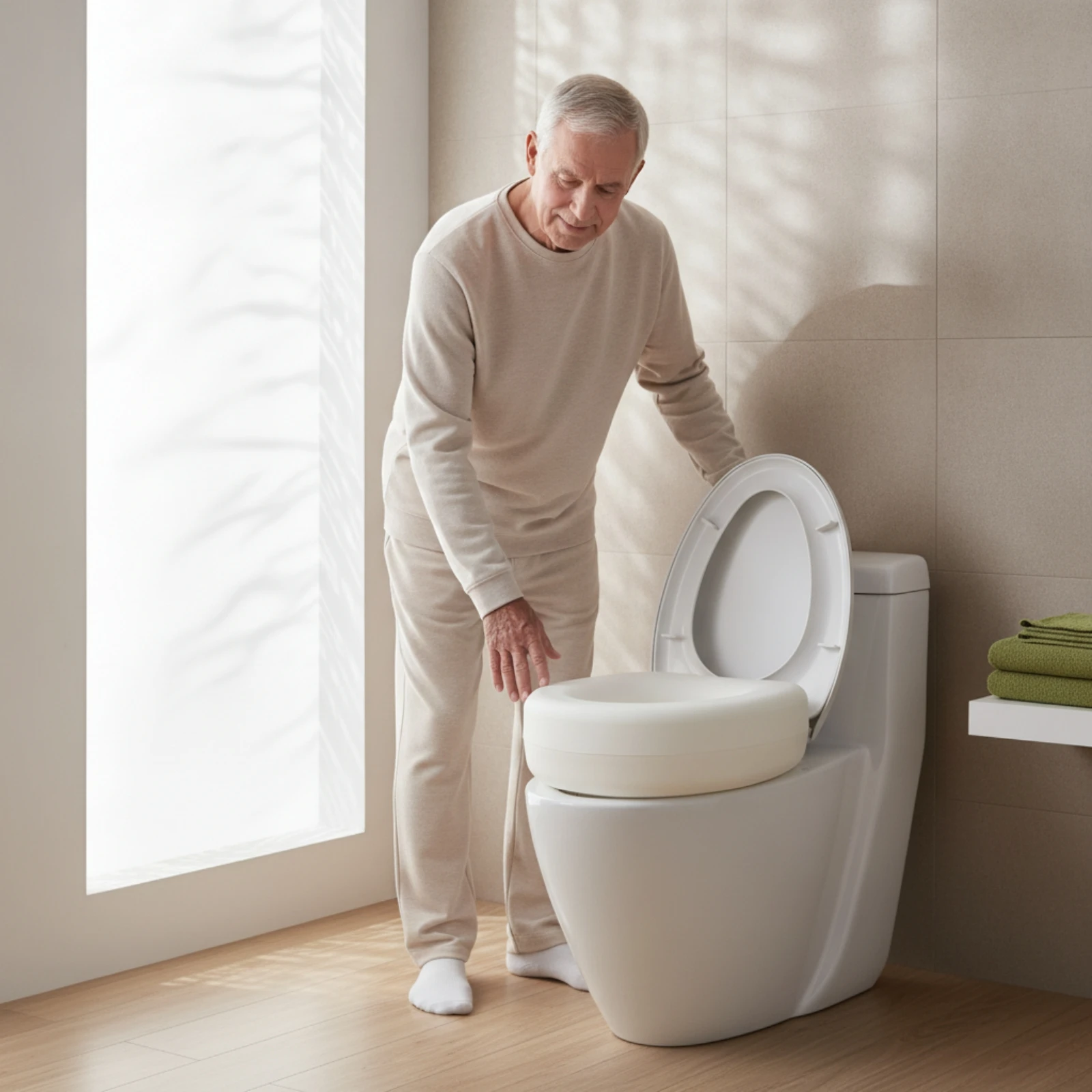 

Toilet Seat Riser Molded Raised Toilet Seat Long-Lasting Comfortable for Seniors, Bathroom, Home