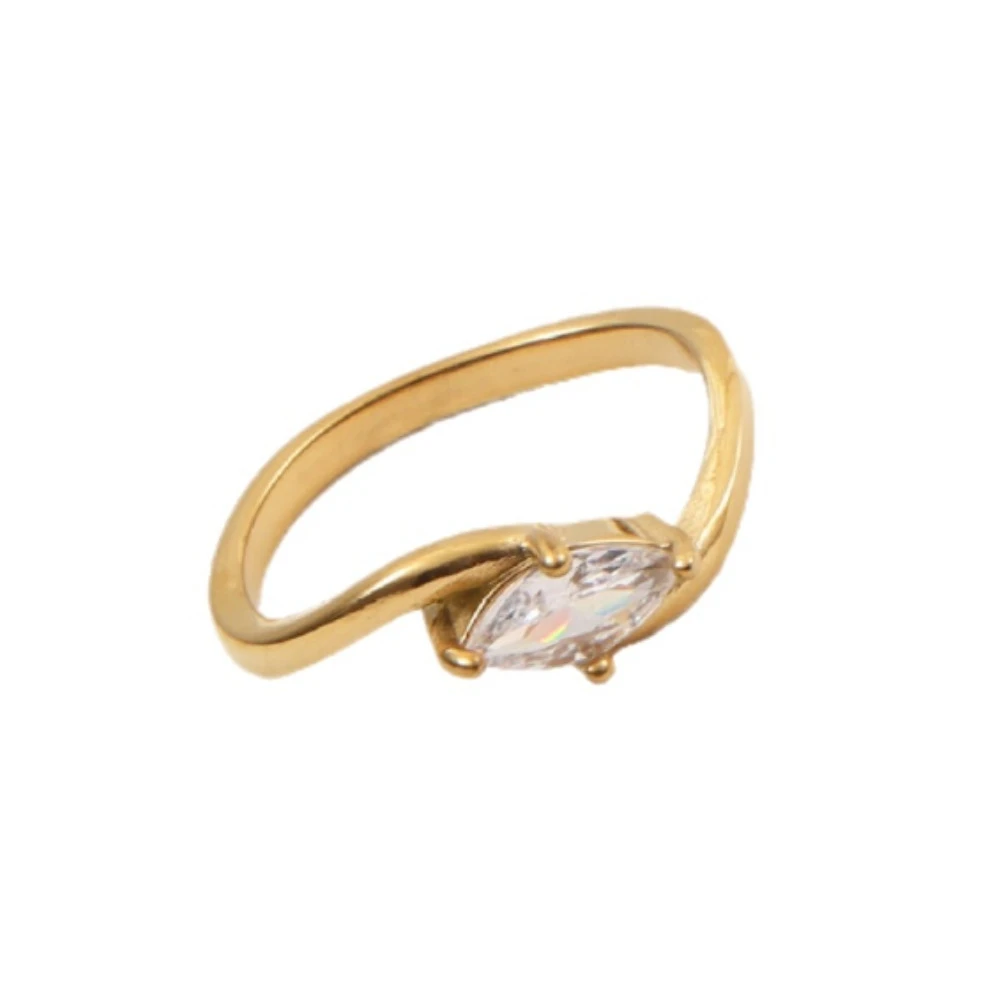 Elegant Mariquesa Cubic Zirconia Ring Gold Plated Titanium Steel MS Ring for Women