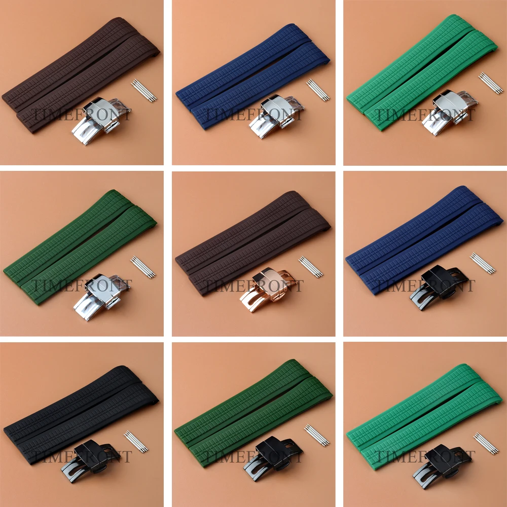 

21MM Rubber Watchband Replacement Accessories Fit Aquanaut MOD Strap Stainless Steel Silver/Black/Rose Buckle Design Style Part