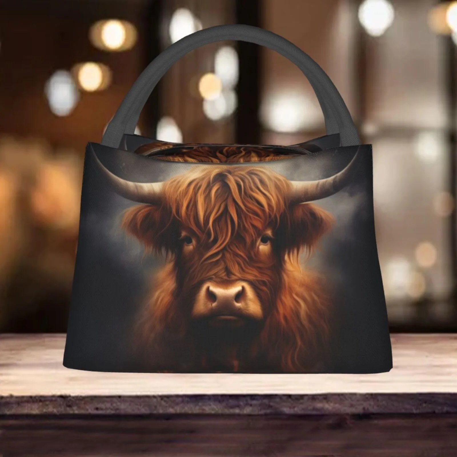 Highland Cattle Cooler Bag Insulated Lunch Tote Reusable Durable Oxford Fabric Carry Bag