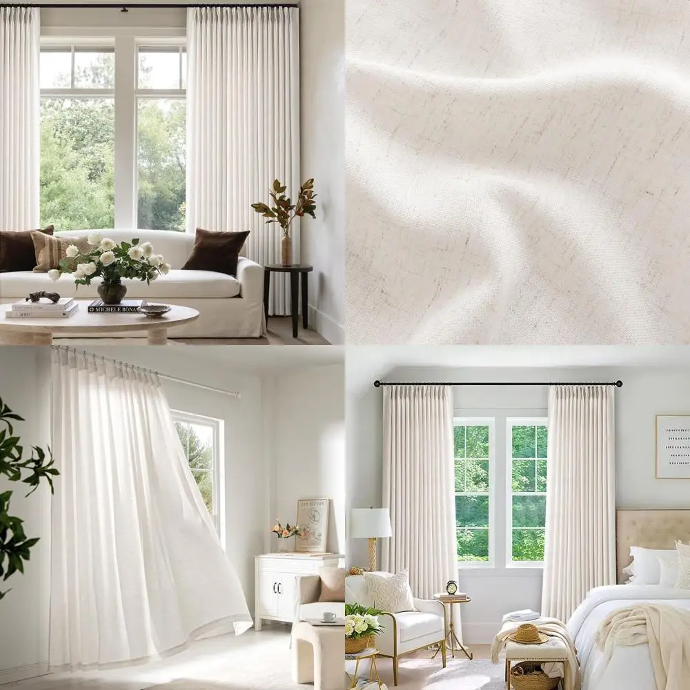 

92 плиссированные шторы из смеси льна — полупрозрачные конфиденциальности с фильтрацией света, в комплекте с крючками и зажимами для трековых систем