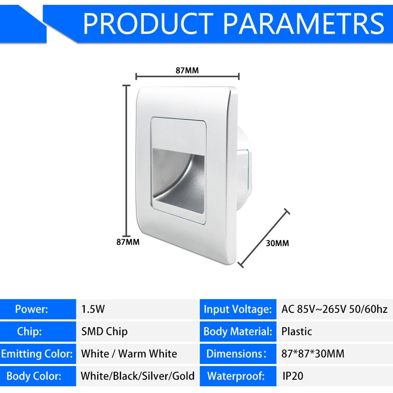 Recessed Wall Light Stairs Led Light Sensor Step Lamp Ladder AC85-265V Wall Lamp Corridor Lighting Stair Light Motion