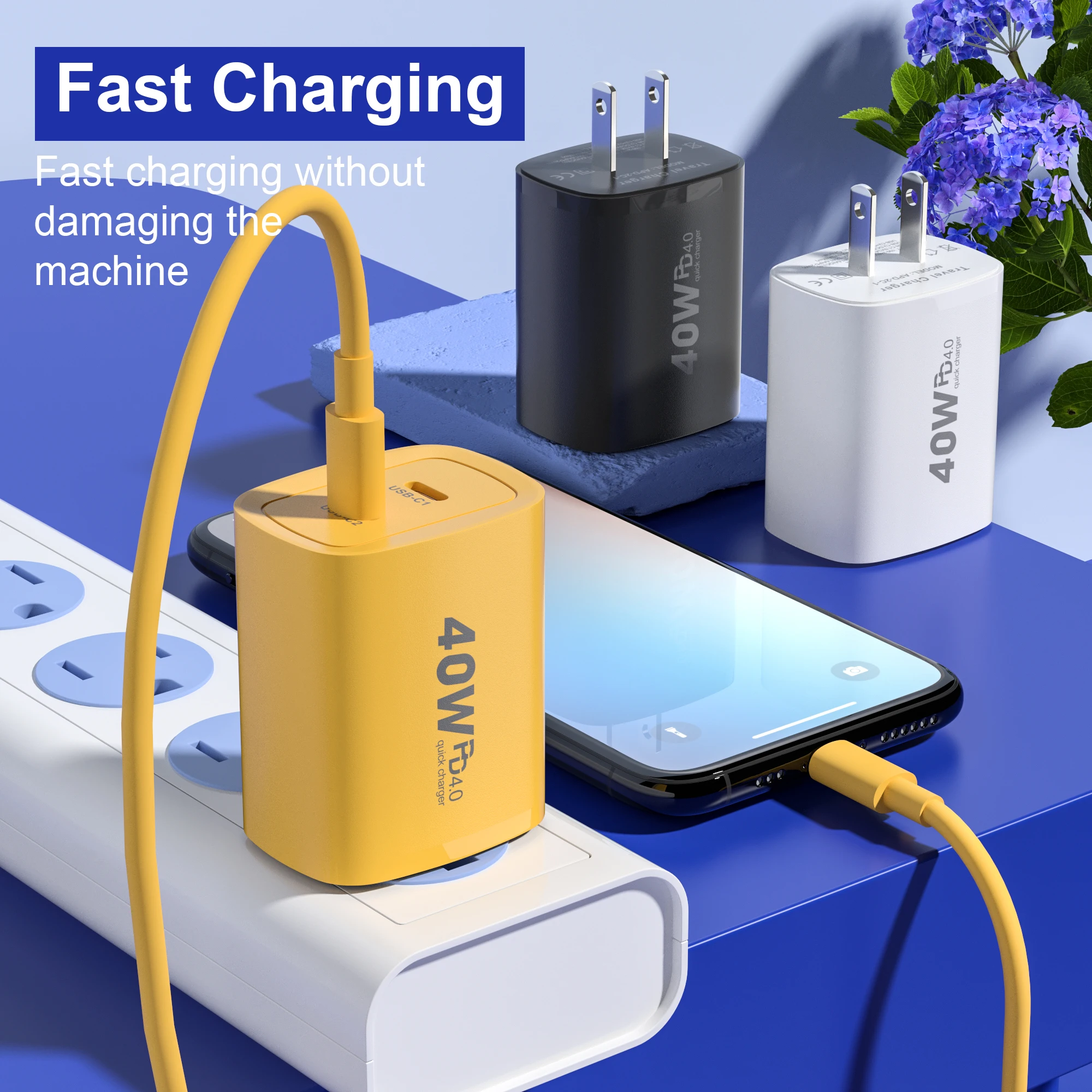 Portable 40W USB C Charger Support EU US PD 4.0 Quick Charging For iPhone 14 13 12 Pro Max 11 ipad MacBook Xiaomi Huawei Samsung