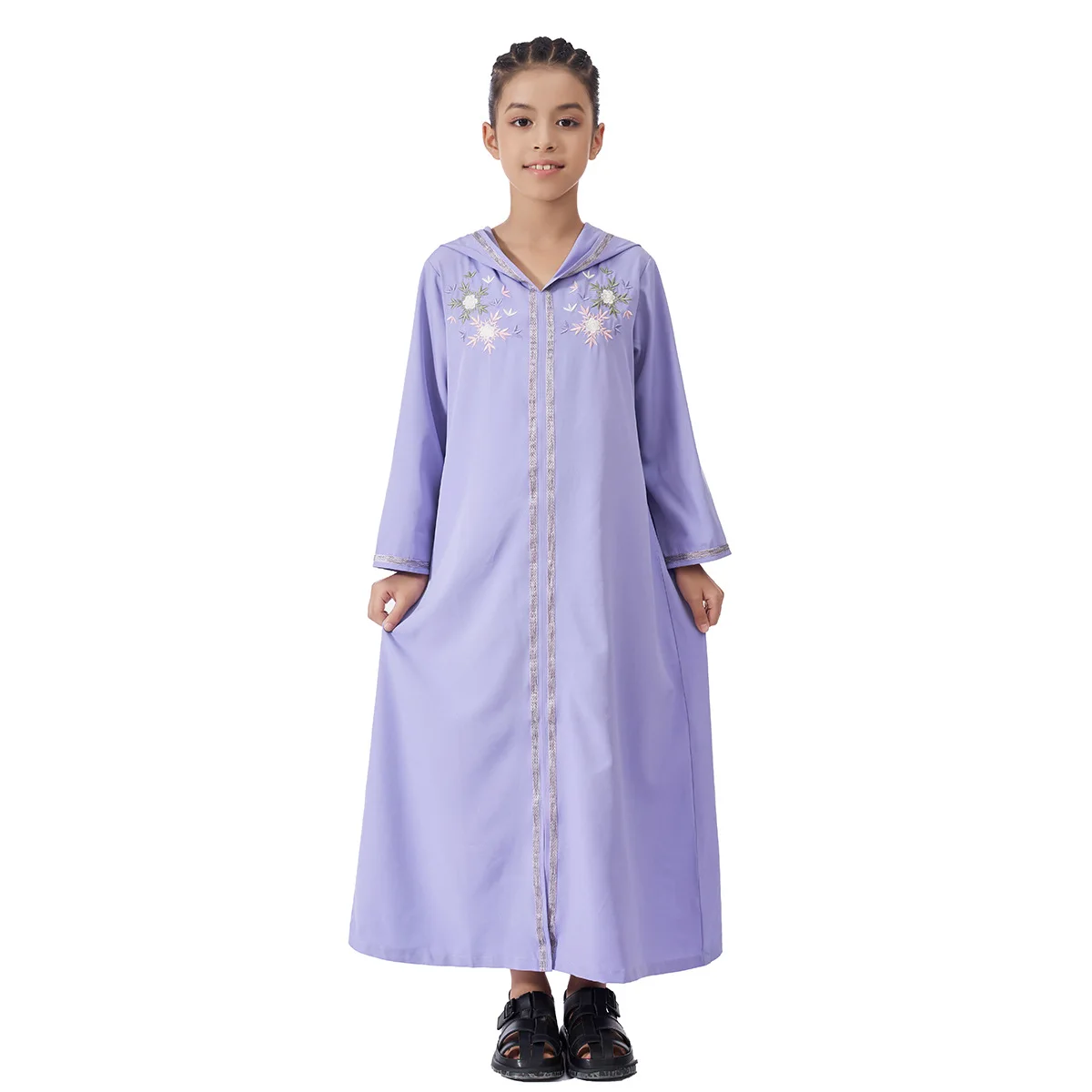 Abayas brodés pour filles musulmanes enfants robe à capuche Eid Djellaba nouveau caftan marocain turquie Kebaya Ramadan Islam Jalabiya Caftan