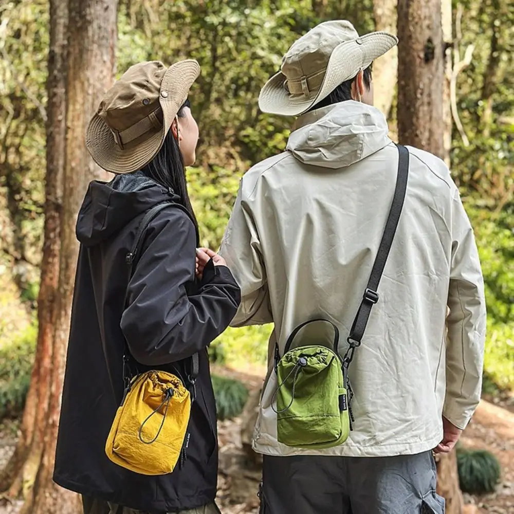 

Portable Sports Nylon Shoulder Bag Solid Color Coin Pouch Drawstring Crossbody Bag Casual Korean Style Mobile Phone Pack Outdoor