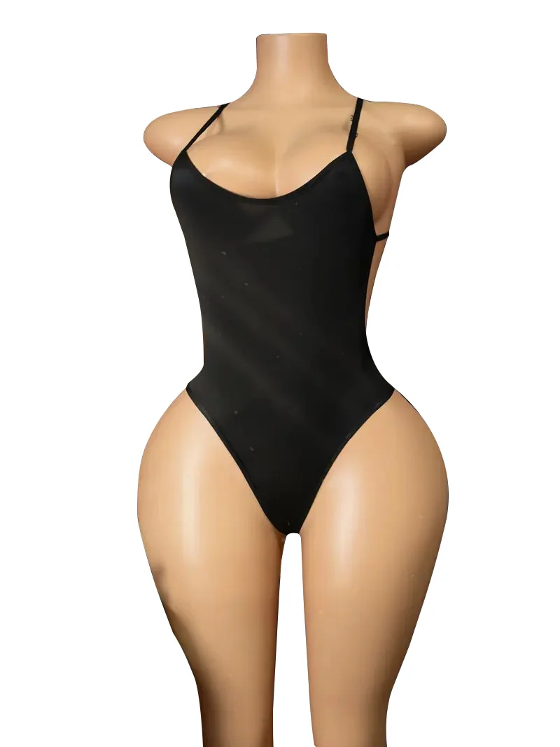 Sexy One-Piece Backless Sensual Underwear Set Non-Removable Pure Desire Open-Crotch Uniform for Rear Entry