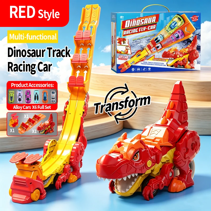 Parent child interactive dinosaur shaped rail car free splicing sliding toy for children's enlightenment and puzzle
