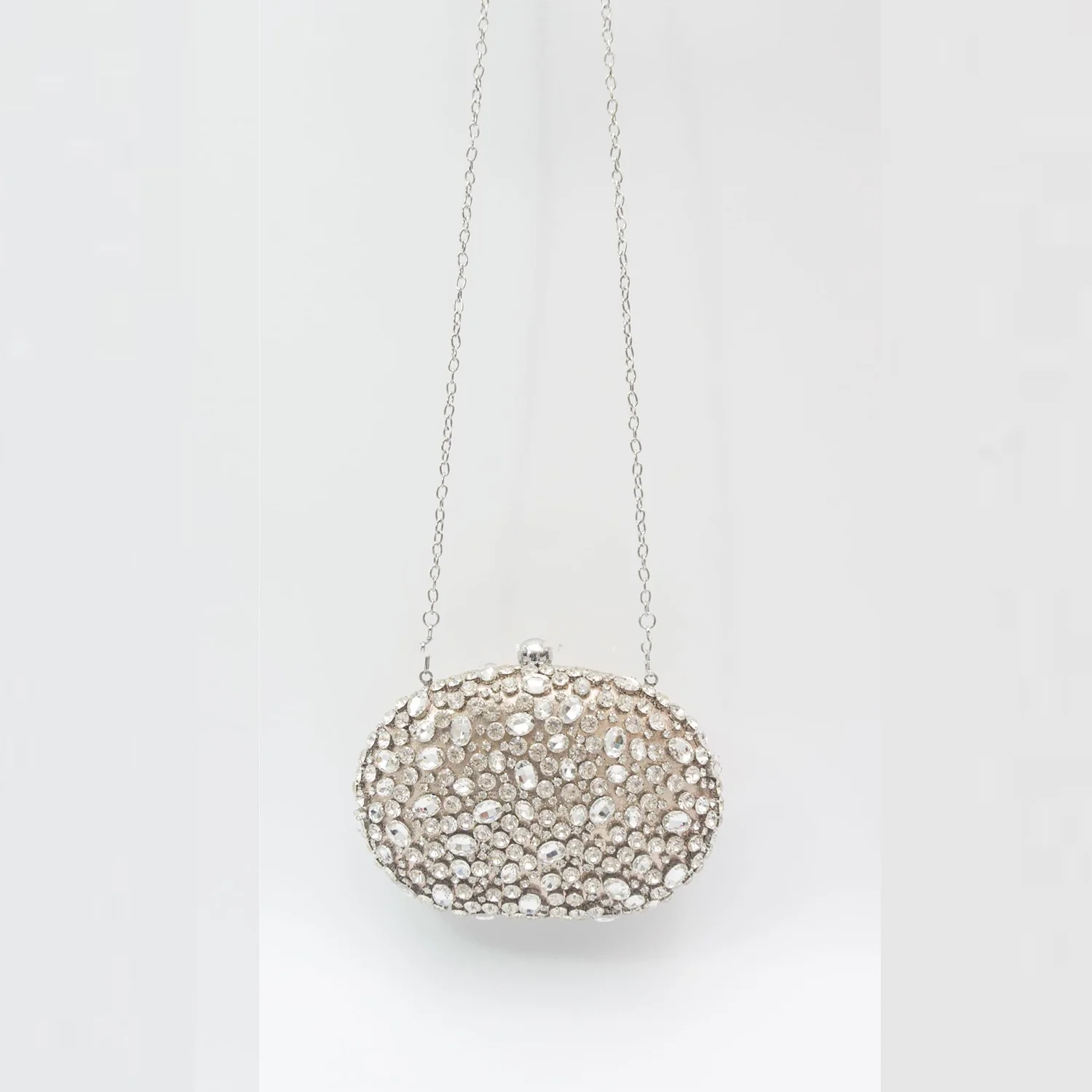 Bling Bling Glass Stone Goose Egg Bridal Wedding Clutch Bag for Women Metal Luxury Prom Dinner Handbags One Shoulder Handbag