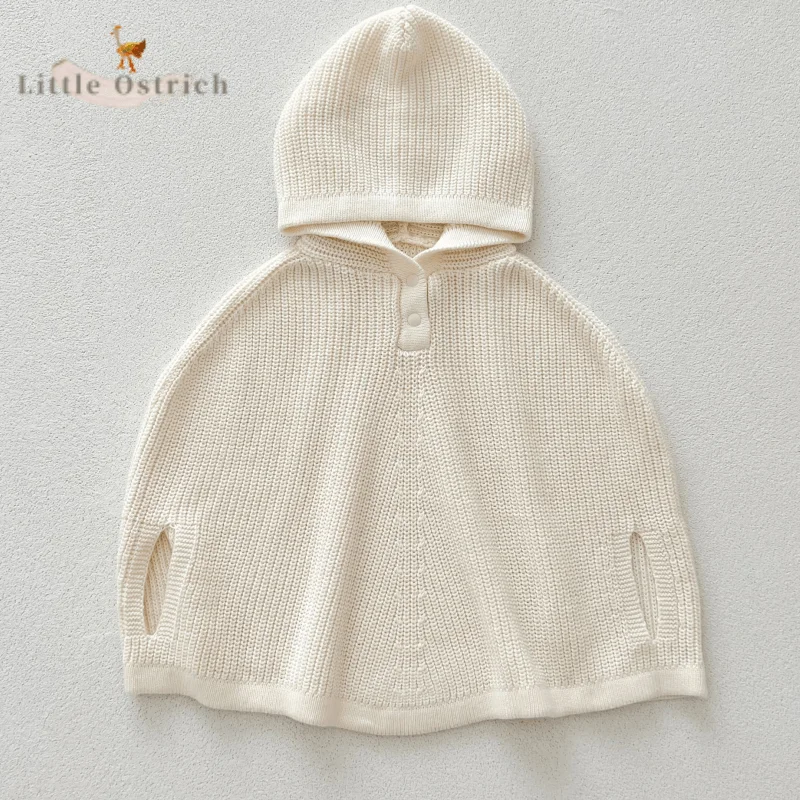 Baby Girl Cotton Christmas Knitted Hoodie Sweater Cape Infant Toddler Solid Pullover Coat Spring Festival Baby Clothes 3M-2Y