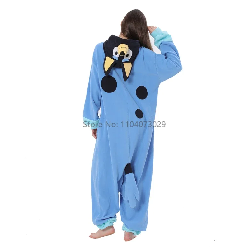 Onesishow, pijamas de animales Kigurumi, mono de Halloween para adultos y niños, pijama de perro azul de dibujos animados, fiesta de cosplay, ropa de casa para hombres y mujeres