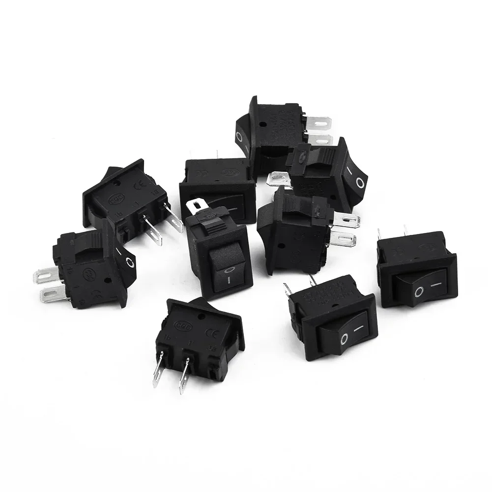 10Pcs Auto Car Truck Boat Round Rocker 250V 3A 2-Pin ON/OFF Toggle SPST Switches Car Truck Boat Round Rocker