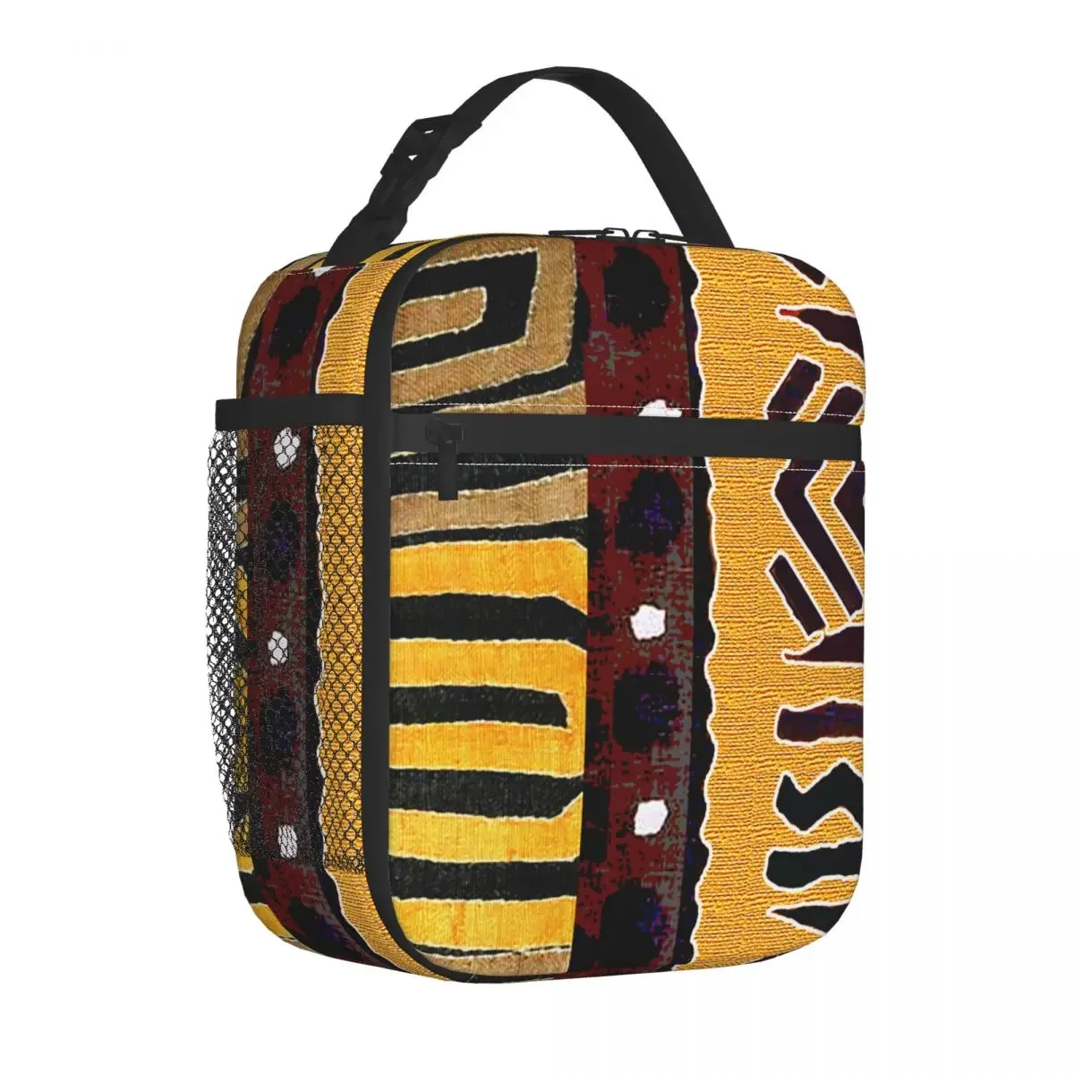 Contemporary African Mud Cloth Insulated Lunch Bag Thermal Meal Container Ancient Large Tote Lunch Box Girl Boy School Travel