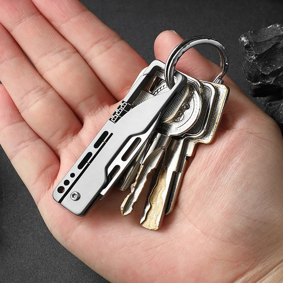 Titanium mini folding knife Express knife Key chain protective pendant open envelope portable EDC pocket knife