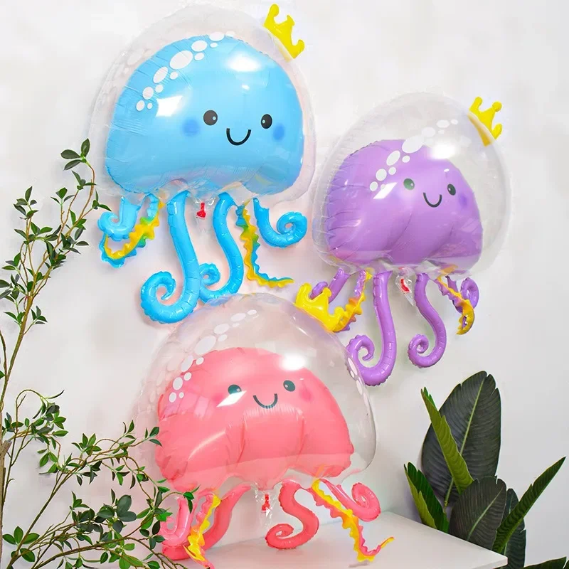 Cartoon Jellyfish Balloon Under The Sea Creatures Children Birthday Baloon Mermaid Girl Boy Birthday Balon Jellyfish Babyshower