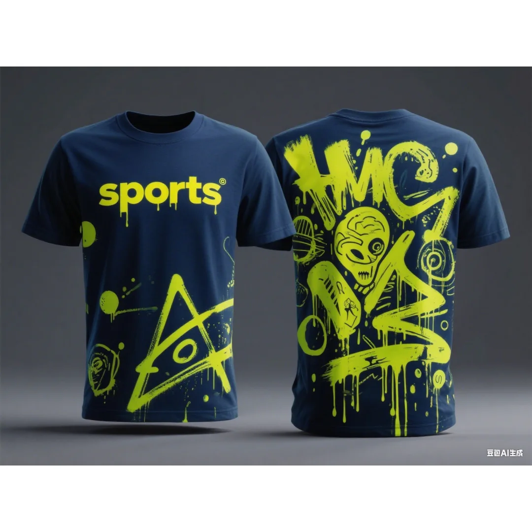 落書きランニングスポーツTシャツ サッカー バドミントン ジャージ 夏 速乾 メンズ レディース 子供服