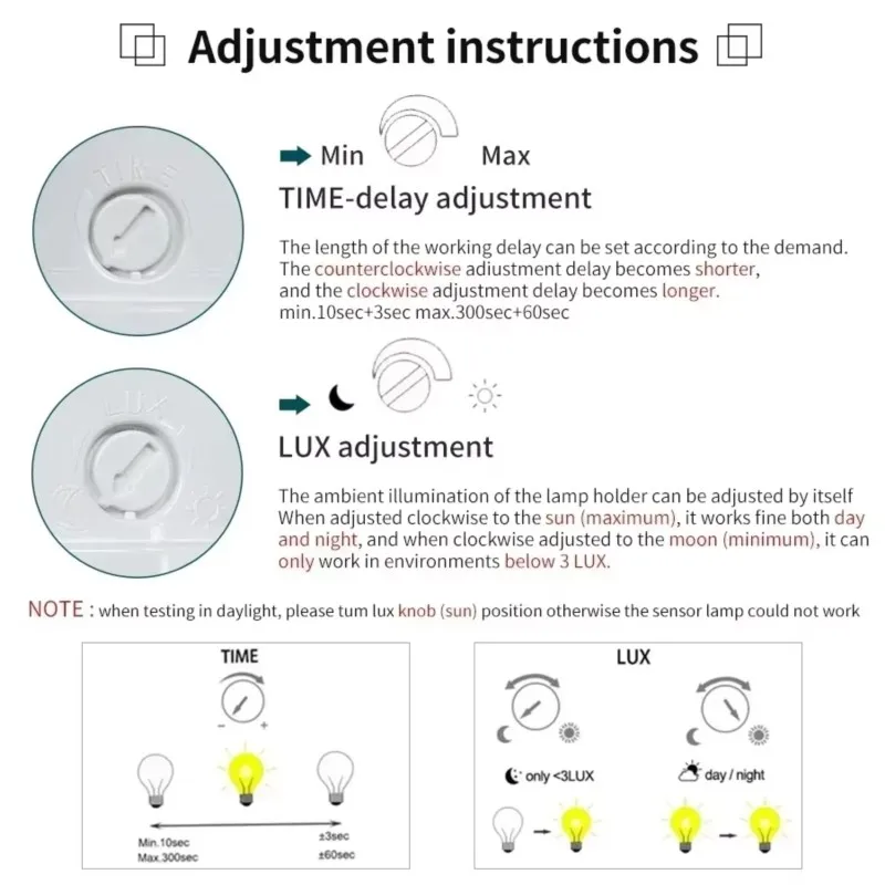 1/2/5pcs Side Small Knob Adjustable E27 Human Body Sensing Lamp Holder Infrared Sensor Spiral Led Bulb Base Motion Sensor A4