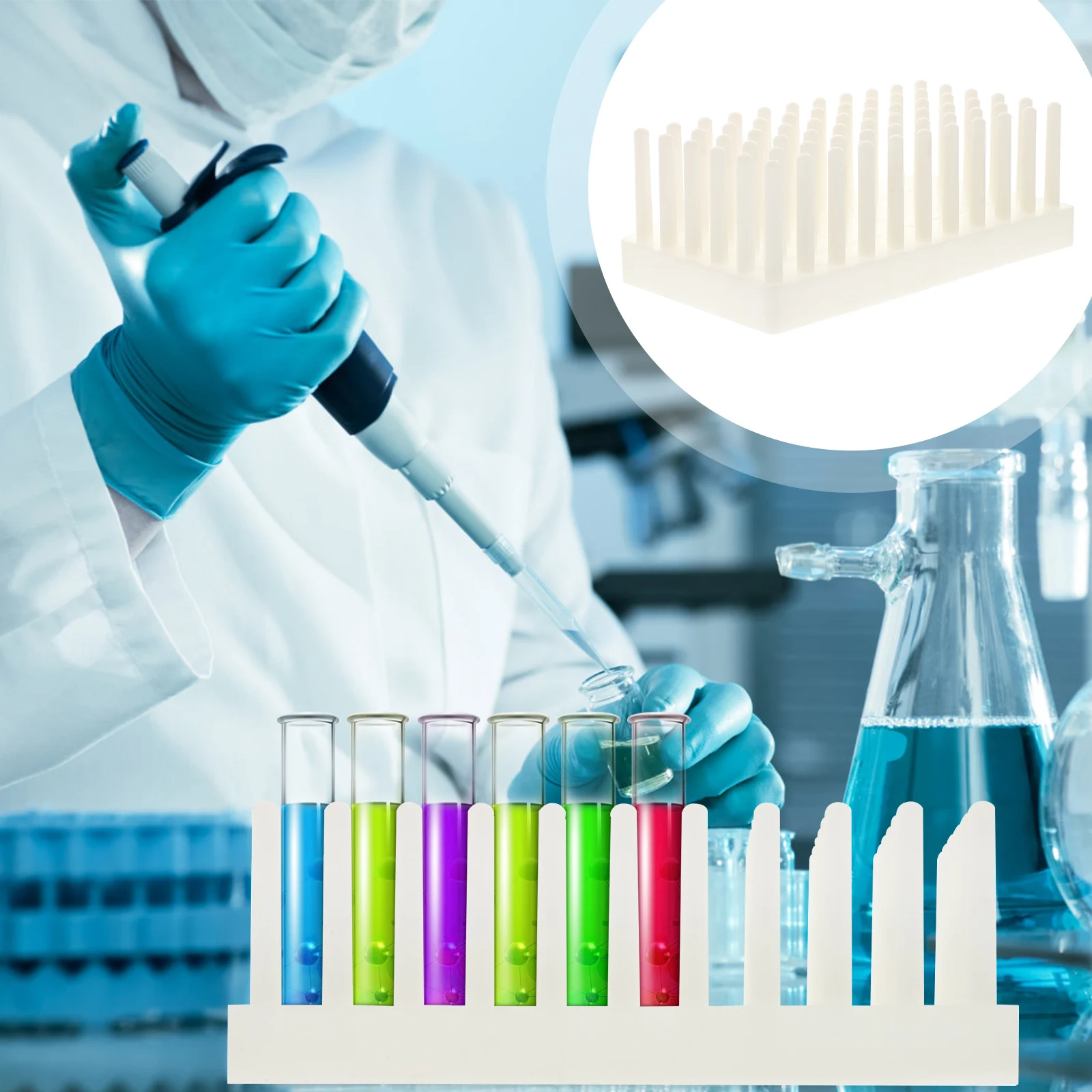 

Test Tube Rack 66 Places Plastic Lab Accessory Lightweight Multi functional Stand for Tubes Drying Scientific