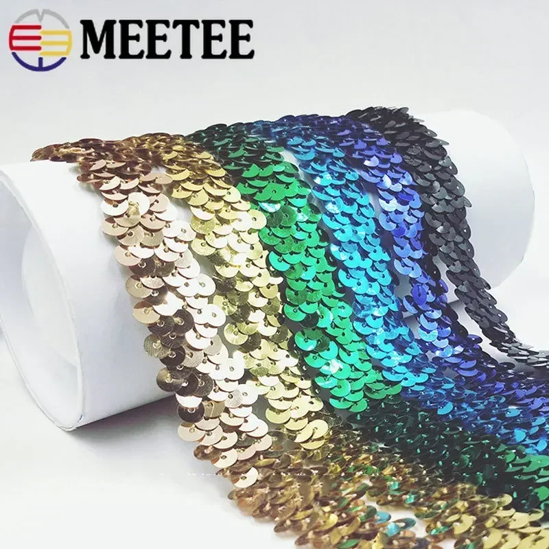 5/10/25Yards 20mm Sequins Lace Ribbons Elastic Fabric Trims for Dress Garment Decoration DIY Wedding Sewing Accessories