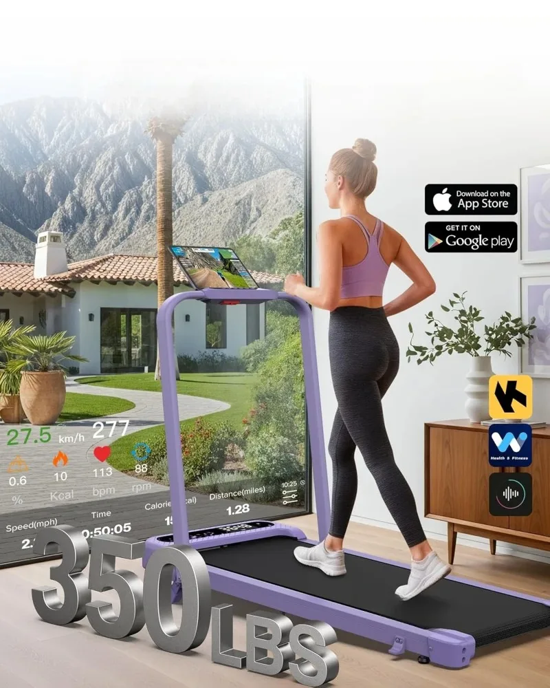 Folding Treadmill with Handlebar, 320 LBS Incline Walking Pad for Home Office