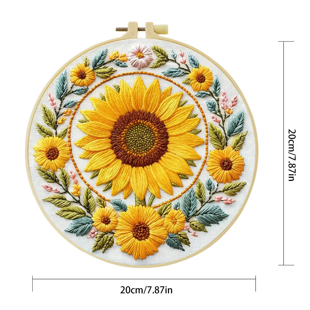 1 Stück 20X20CM/15X15CM 7,87/6,3 Zoll Sonnenblumen-Stickerei-Starter-Kit DIY-Kit DIY-Stickerei-Set Handarbeiten Malerei – Detail 2