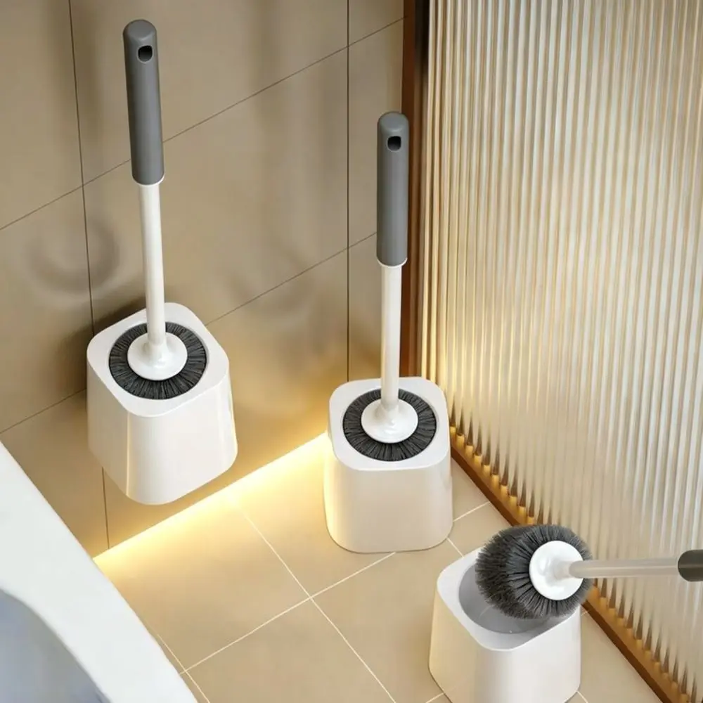 Bathroom Toilet Brush With Holder Wall Mount Long Handle Scrubber Efficient Cleaning Accessory For Modern Restroom Hygiene