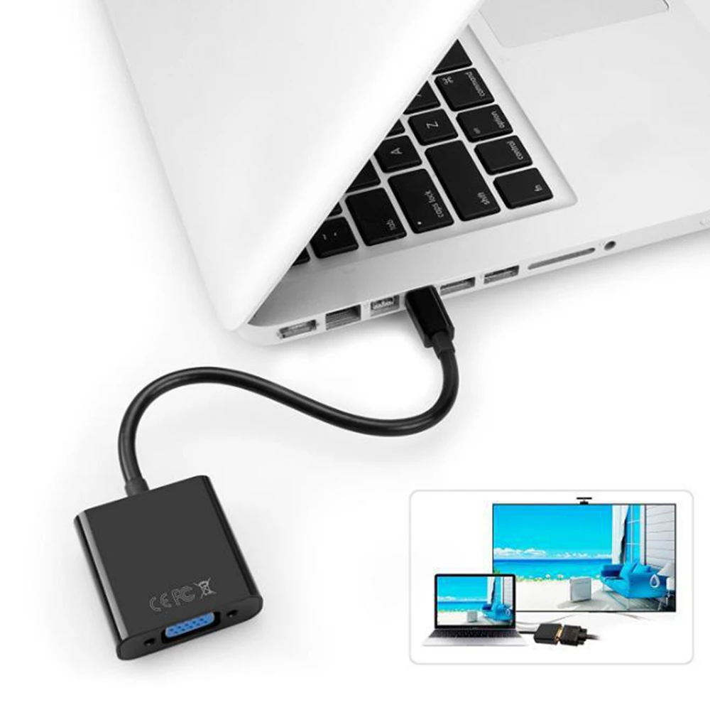 

Mini DP to VGA Converter Mini Thunderbolt Multi Interface Computer Graphics Card Adapter Monitor