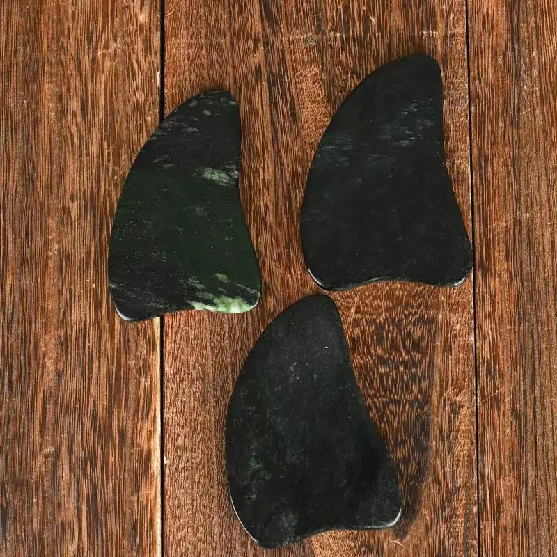 Natural Tibetan Jade King Stone Scraping Board Live Handle Piece Universal Gua Sha To Dredge Meridians