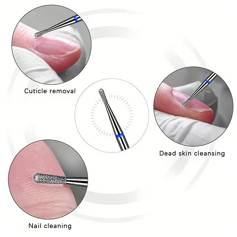 ティアドロップ型ネイルドリルビット、クリーン研削ヘッド、コランダムタングステン鋼、電気キューティクルディテール、マニキュアビット、セットあたり3個