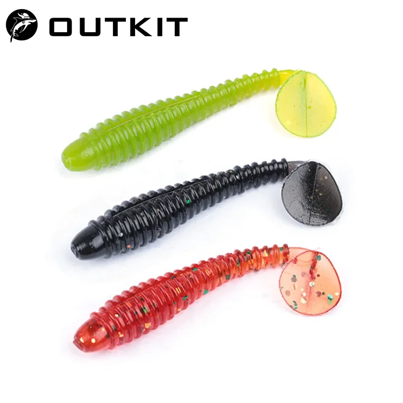 OUTKIT 10Pcs/lot Wobblers mini Fishing Soft Lures Rubber Soft Baits 4cm Soft Worm Artificial Baits Bass Silicone Fish