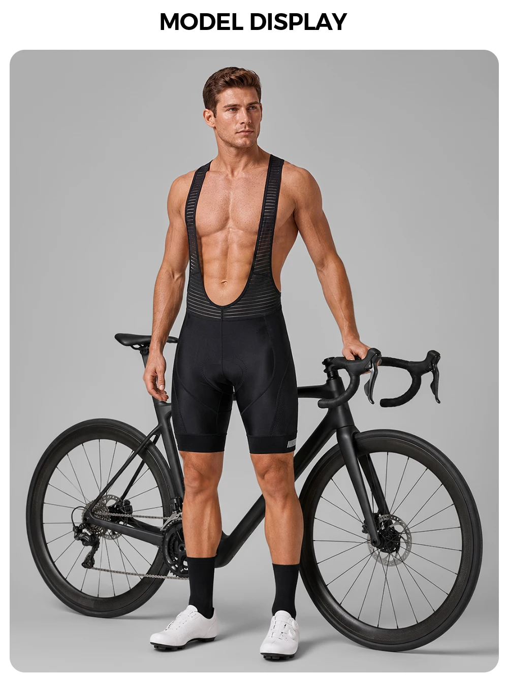 ZRSE Herren-Radhose mit Trägern, 5H-Polsterung, reflektierenden Streifen, hochelastisch, atmungsaktiver Netzstoff am Rücken, feuchtigkeitsableitend, mit Tasche, für Straßen- und Mountainbike. – Detail 16
