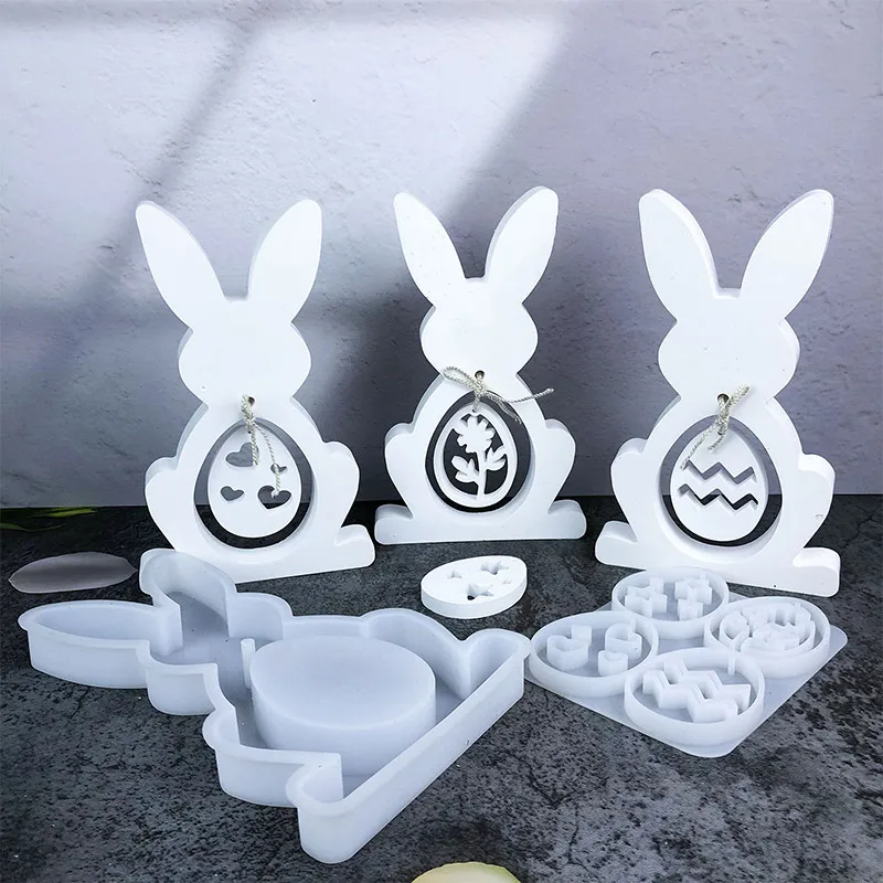 Easter Bunny Silicone Mould, Candle Rabbit Molds, White Egg Rabbits Diy Hand Making Supplies Resin Decorations Home Ornaments