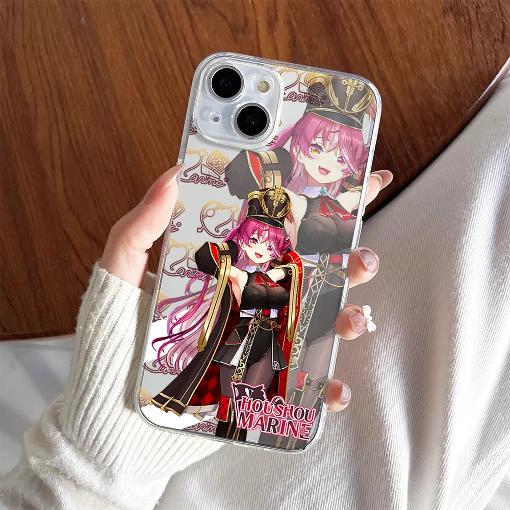 Houshou Marine Vtuber Cute Phone Case For iPhone 11 13 16 15 14 12 Pro Max Plus Clear Transparent Soft Shell