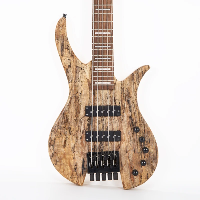 ZLG 5 string Headless bass Active pick up Swamp ash body Spalted maple top Roasted maple neck Fast shipping