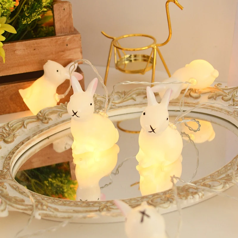 

1set 1.5M 10LED Easter Rabbit String Light Bunny Festive LED Lamp Battery Operated Home Party Decor Supplies Easter Decoration