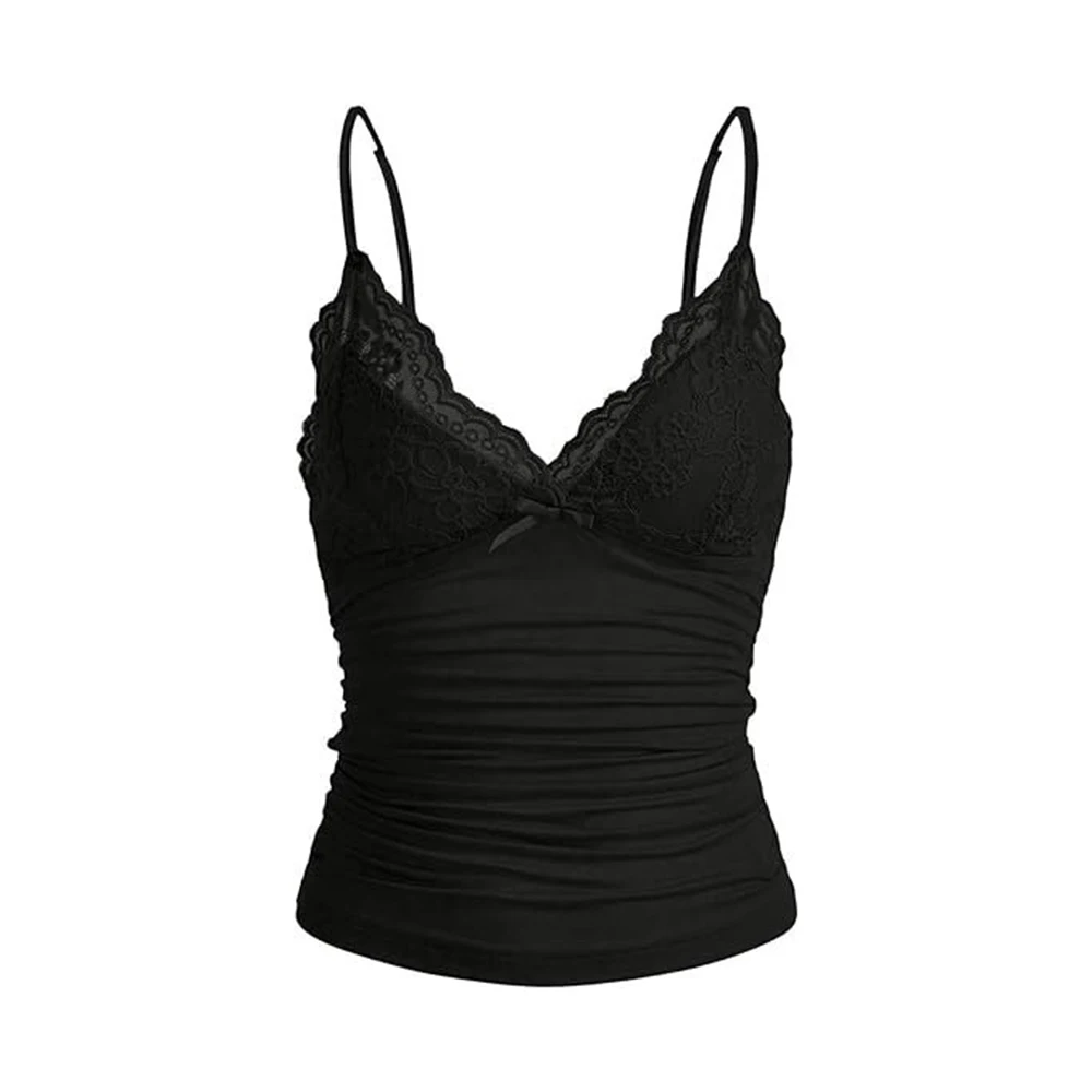 Charming Lace Vest Slim Cut for Women Style Straps Breathable Fabric for Daily Wear Home Holiday and Travel Use