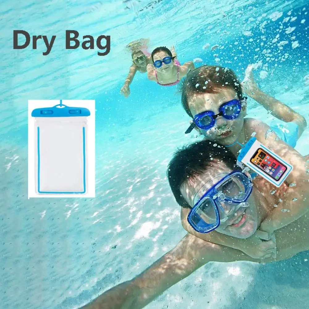 Luminous Waterproof Phone Case Transparent Touch Screen Underwater Phone Bag Sealable with Hanging Rope Swim Pouch