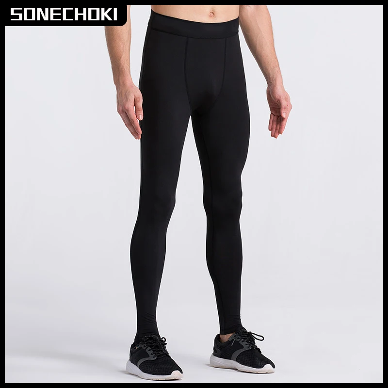 Mens Gym Compression Leggings Sport Training Pants Dry Fit Running Tights Fitness Basketball Jogging Workout Trousers Polyester