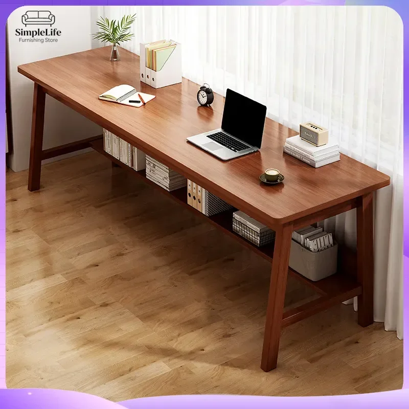 Modern Simple Computer Desk for Home Office Study Room Student Work Table Long Desktop Table with Cable Management and