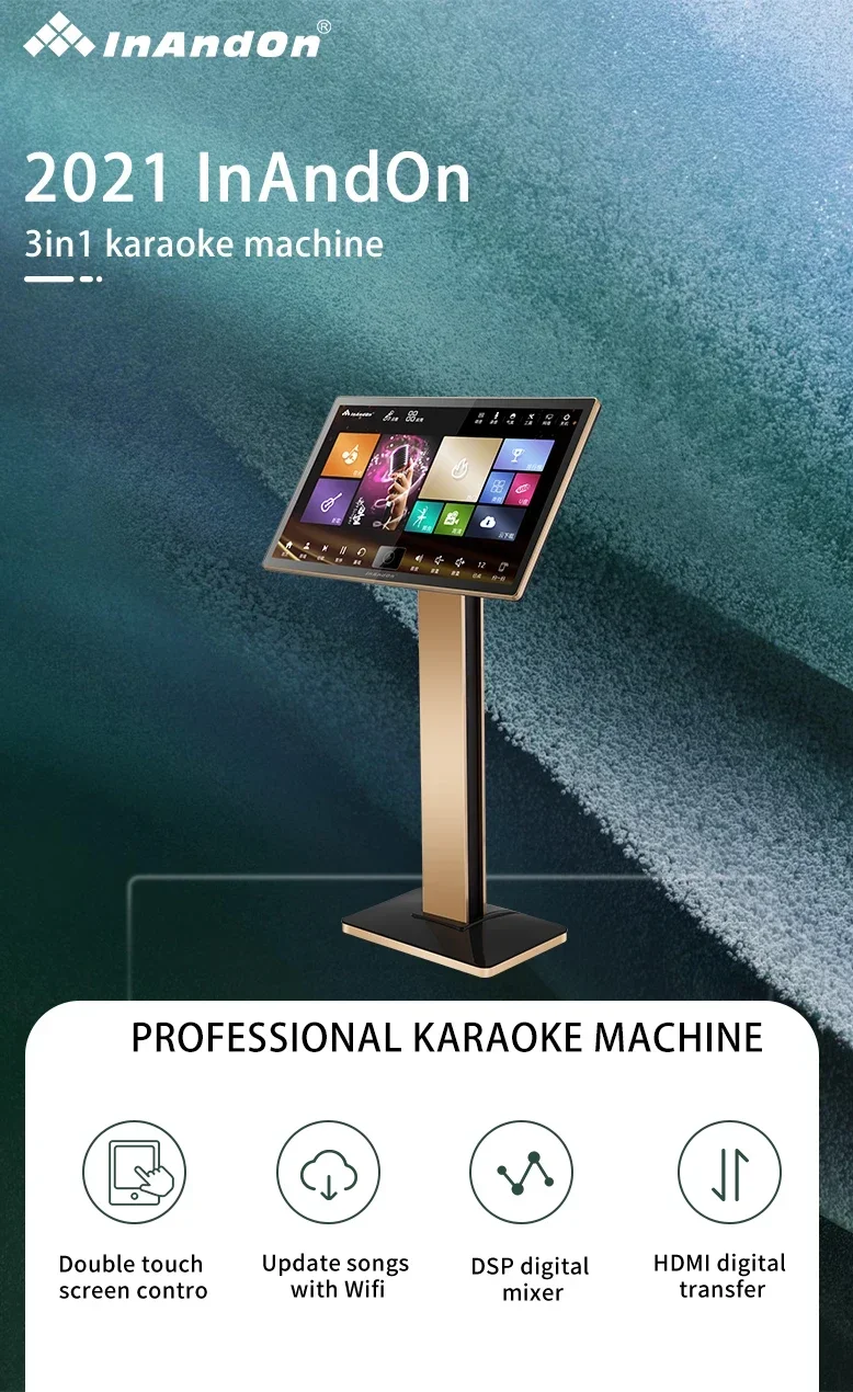 2024 Hot Sale InAndOn 21.5 Inch  Touch Screen 2T 3in1 KTV Home Box Professional Portable Karaoke Player Machine