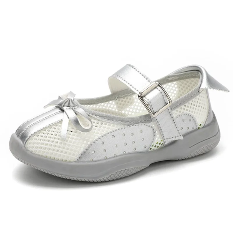

Girls' Casual Shoes 2025 Summer New Mesh Breathable Fashion Bow Children's Princess Shoes Soft Sole Anti Slip Kid's Sports Shoes