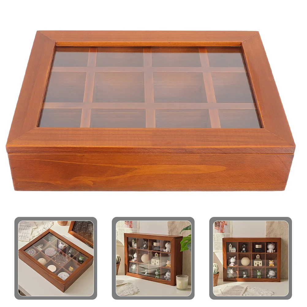 

Flip Jewelry Box Office Decor Wood Storage Case Wooden Home Decorative Boxes with Lids Holder