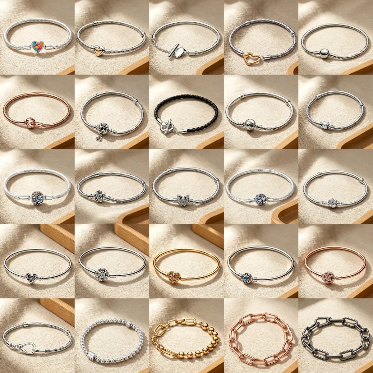 S925 Silver Heart-Shaped Ring Women's Bracelet, Foldable Wrist Strap, DIY Decorative Bead Jewelry, Daily Party Wear Gift
