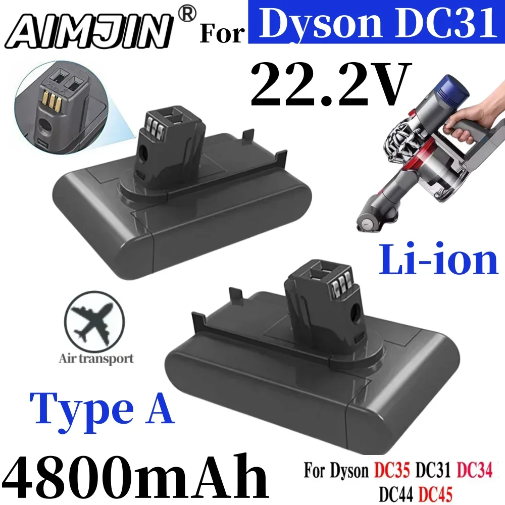 

22.2V 4800mAh Li-ion Replacement Battery For Dyson Handheld Vacuum Cleaner DC31 DC34 DC35 DC44 DC45 917083-01 Type A